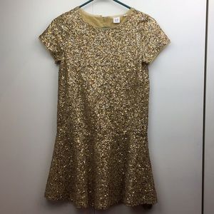 Gold Sequin Drop Waist Dress